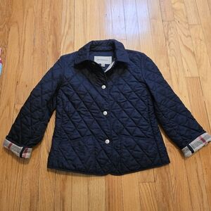 Girl Burberry Quilted Navy Jacket